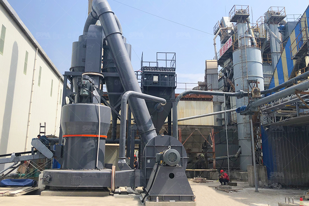 MTW Series European Trapezium Grinding Mill in an industrial setting showing its compact structure and air duct system.